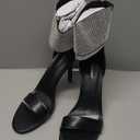 Women's High Heel Sandals Open Toe Ankle Tie Dressy Heeled Sandals for Prom, Party, Evening Events, 3.93 Inch Comfortable Thin Block Heels (11, Black)