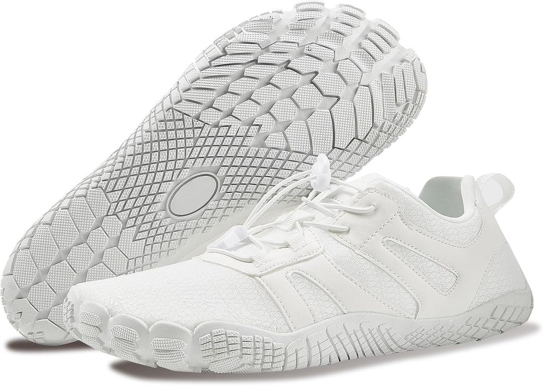 Barefoot Shoes for Men and Women | Wide Toe Box & Zero-Drop Sole for Natural Movement | Minimalist Trail Running, Hiking & Water Sports Shoes | Flexible, Lightweight & Non-Slip (9.5 Women/7.5 Men, Color_white)