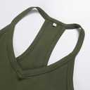 GEMBERA Womens Racerback Sleeveless V Neck Ribbed Knit Cotton Fitted Basic Cami Cropped Halter Tank Top Shirt (XL)