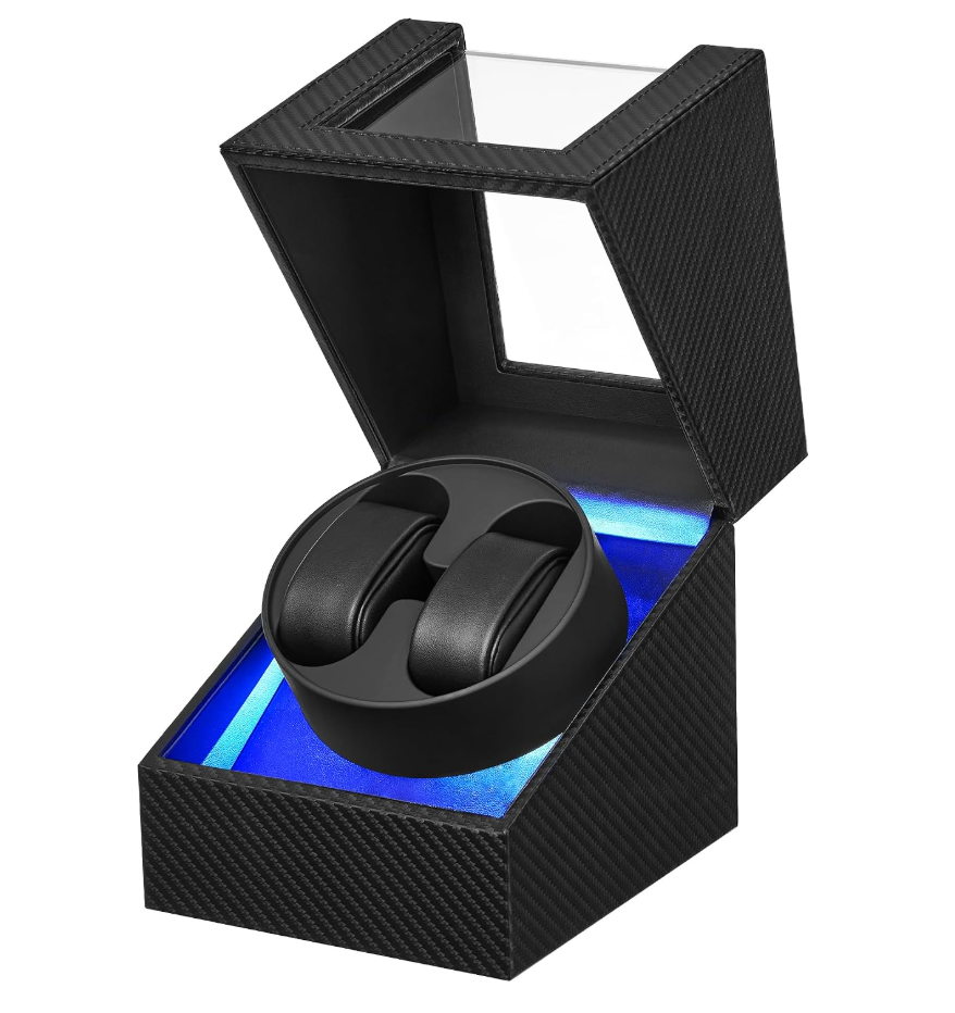 BEWISHOME Double Watch Winder 4 Modes for Automatic Watches,Quiet Motor LED