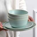 Melamine Dinnerware Sets, Plates and Bowls Sets 12 Pcs, Melamine Plates, Dish Set for 4, Unbreakable Dinnerware Set for Party, BPA Free, Suitable Indoors and Outdoors (Mint Green)