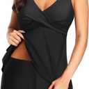 Aqua Eve Tankini Swimsuits for Women- Flowy Two Piece Bathing Suit with Shorts 2025 Tummy Control Swimwear (X-Large, Black)