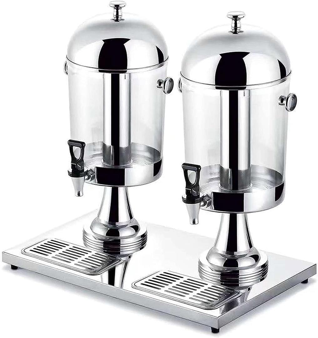 BTZHY Drink Dispenser, Stainless Steel Juice Dispenser, Cold/Warm Drink Machine with Drain Pan, 8/16/24L Self-Service Beverage Machine, for Breakfast (Silver 16L) (16L US)
