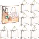 BENECREAT 10 Packs Clear PET Plastic Gift Box, 7.8x7.8x3.5 Inch Treat Gift Boxes with Gold Border and Handle, Favor Box with Cord for Mother's Day, Birthday Party, Wedding Favours