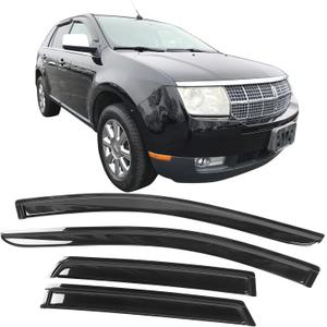 IKON MOTORSPORTS Tape On External Window Visor, Compatible with 2007-2014 Ford Edge, 2007-2015 Lincoln MKX, Acrylic Smoke Tinted Sun Rain Shade Guard Wind Vent Air Deflector