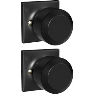 Haidms 2 Pieces Black Dummy Door Knob Closet Door Knobs, Matte Black Interior Door Knob Single Side Rectangle Panel (Dummy -1 Pack)