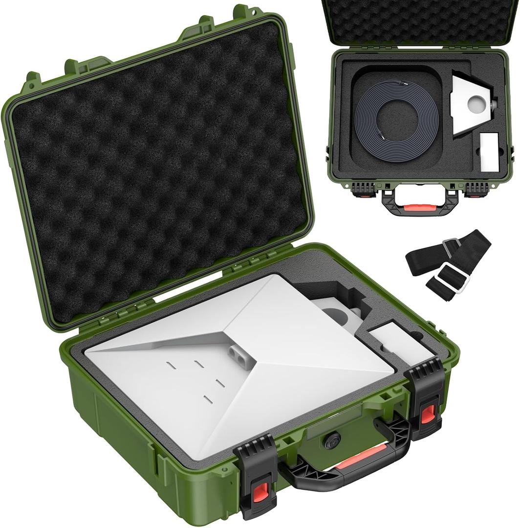 Starlink Mini Case, Waterproof Green Starlink Mini Hard Case with Portable Strap, Precision Cut Foam for Starlink Accessories, Starlink Bag for Travel Outdoor Camping Hiking