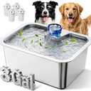 Stainless Steel Dog Water Fountain, 3 Gallon Extra Large Pet Fountains for Large Dogs, Great Dane Waterer Automatic Dog Bowl Dispenser,Filter Drinking Bowls for Multi Pets, Easy to Clean, Quiet Pump