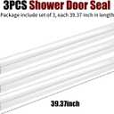 KOLAKO Shower Door Seal, 3PCS x 39.37 Inch Glass Door Sweep for 3/8Inch Frameless Shower Doors Side Seal Strip U-Type Waterproof Sealing Jam to Stop Leak