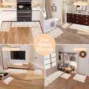 3 Pcs Flowers Kitchen Rug Set, Coquette Room Carpet Decor Bathroom Runner Rugs Soft Floral Bath Mat, Non Skid Romantic Rose Flower Area Rugs for Bath, Bedroom and Living Room