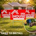Set of 3 Double Sided 12x16 Open House Red Sign for Real Estate Agent Supplies with H Wire Stakes - Realtor Supplies for Sent Houses or Sale Yard Plastic Signs - Open House Directional Signs Kit