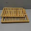 KKTONER Bamboo Dish Drying Rack with Utensil Holder 3 Tier Collapsible Drainer Rack with Dish Drying Mat for Kitchen Counter (Natural)