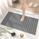 HITSLAM Shower and Bathtub Mat Non Slip, 27x15 Inch Bath Mat for Tub, Quick Drain Bath Tub Mat, Shower Floor Mat with Suction Cups, Bathroom Accessories, Grey
