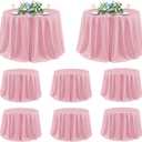 Sancua Round Tablecloth 120 Inch Diameter, 8 Pack - Circle Polyester Fabric Table Cloth for Wedding Party Reception Banquet Birthday, Washable Formal Table Cover (Fit 48-96 Inch Tables), Pink