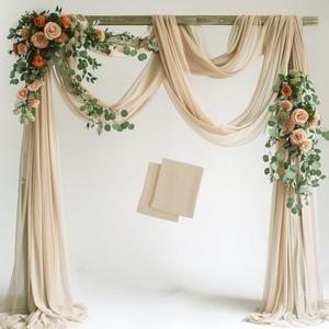 Wedding Arch Draping Fabric 2 Panels 28.7" x 20FT Champagne Sheer Chiffon Backdrop Drapes for Wedding Ceremony Birthday Party Bridal Shower Outdoor Decoration