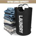 DOKEHOM 90L Large Laundry Basket, Collapsible Laundry Bag, Freestanding Tall Clothes Hamper, Foldable Washing Bin  (Black)