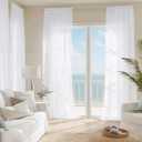 NICETOWN White Sheer Curtains 102 inches Long 4 Panels, 42 inch Wide Rod Pocket Light Filtering Drapes Translucent Modern Voile Airy & Breathable Window Treatment for Living Room