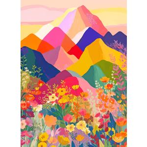 Lucky Puzzles - Flora of the Painted Peaks - 1000 Piece Jigsaw Puzzle for Adults | Colourful Mountain & Floral Landscape Puzzle | Unique Brain Teaser for Nature Lovers