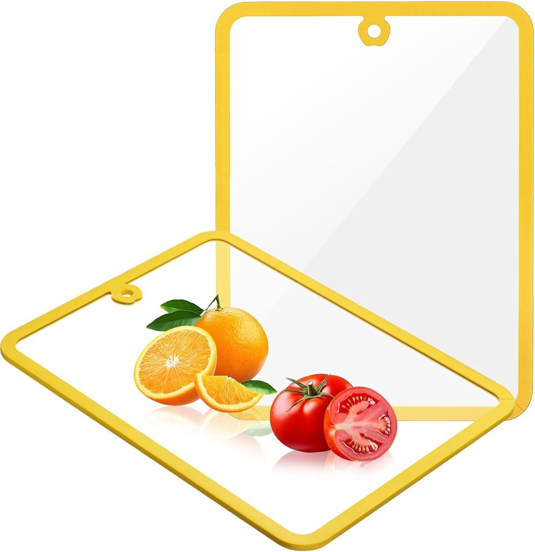 Cutting Board, Glass Cutting Boards for Kitchen, Chopping Board Set with Non-Slip Edges & Hanging Hole, Dishwasher- Safe Clear Cutting Board for Countertop, Meal Prep & Serving