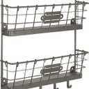 Spectrum Mail and Key Organizer for Wall, Vintage 2-Tier Mail Holder for Wall with 5 Key Hooks, Farmhouse Entryway Key and Mail Holder, Hanging Mail Organizer Rack for Letters Bills, Industrial Gray