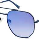 SOJOS Classic Square Aviator Sunglasses for Women Men Retro Hexagon UV400 Protection Shades SJ1222 (Blue/Blue Mirrored)