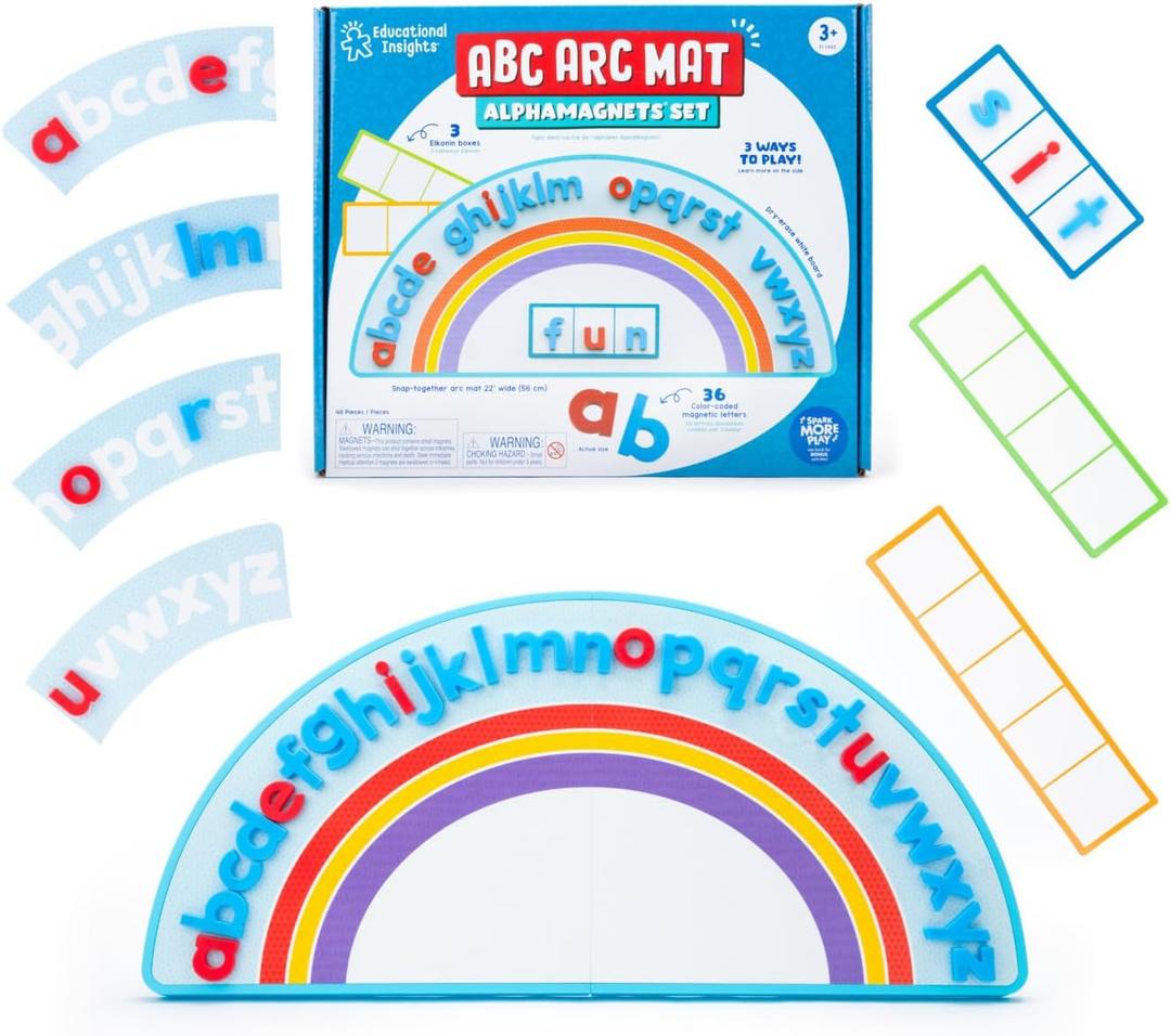 Educational Insights ABC Arc Mat AlphaMagnets Set - Magnetic Letter Board, Toddler Alphabet Magnets, Magnetic Letters and Numbers, ABC Learning Toys for Kids Ages 3-5, Spelling Toys, Alphabet Arc (1-Pack)