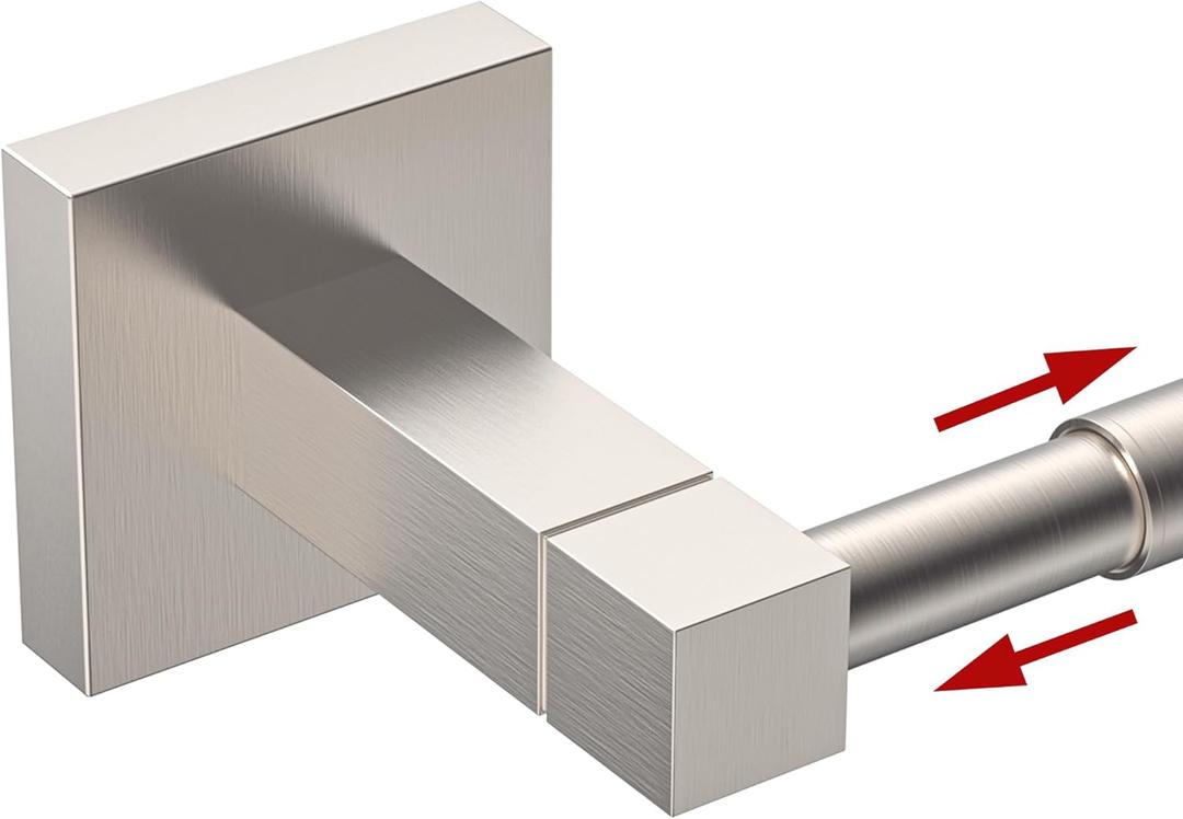 RUACQ Adjustable Towel Bar 13.8 to 24 inch, Square Base Single Towel Racks for Bathroom, Stainless Steel Towel Holder Wall Mounted, Sturdy and Rustproof (Brushed Nickel)