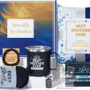 8 Pcs Birthday Gifts for Brother, Care Package with Blanket and Mug, Adult Men Present from Sister, Brother Gift Box Set