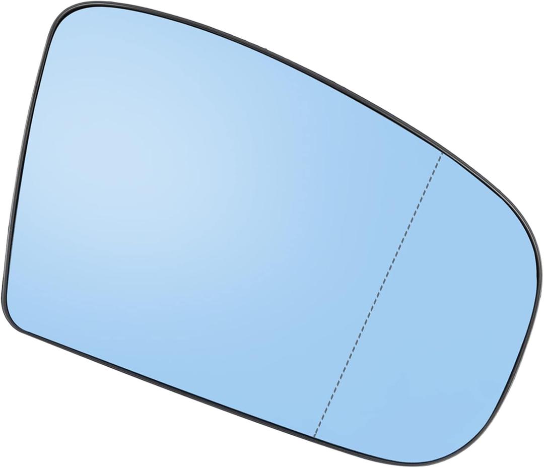 Motoforti Right Passenger Side Heated Mirror Glass Replacement,for Mercedes-Benz CL500 2000-2003,Real Glass,With Backing Plate,Blue Glass