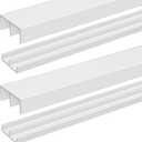 Landical 2 Set 4ft White Plastic Sliding Door Track Set for 3/4" Thick Panels Closet Glass Doors Include 2 Pcs Top Bottom Sliding Cabinet Track for Cabinet Window