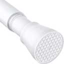 MEXAU Shower Curtain Rod 45-77 Inch White Shower Rod 7/8" Tension Curtain Rod Adjustable Curtain Rods No Drilling Shower Tension Rod Shower Curtain Tension Rod for Bathroom Windows Doorways