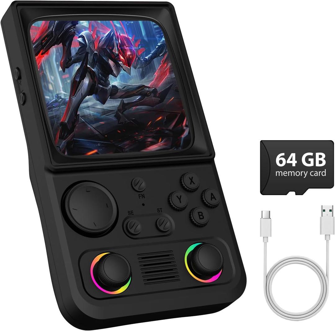 R36TMAX Retro Handheld Game Console, 4.0 Inch IPS HD Screen Retro Gaming Console, Handheld Game Console with 18000+ Classic Games, Supports WiFi Networked Fighting and OTG, Built-in 64G-Classic Black