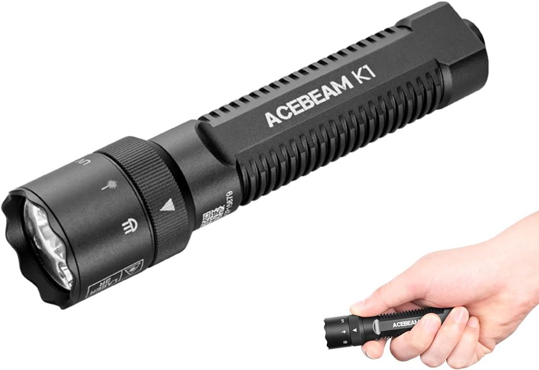 ACEBEAM K1 Rechargeable EDC AA Flashlight with Green Beam, UV and White LED Combo, 1000 High Lumens Pocket Flashlight, Triple Sources Super Bright Small Flash Light for Emergency, Camping, Home
