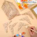 20 Pcs Wood Applique Corner Onlay Decorative Wood Applique DIY Wooden Carved Corner Unpainted Wooden Carved Decals Carving Decal for Furniture Wall Cupboard Bed Cabinet(Delicate Style)