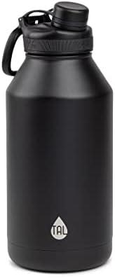 Tal 64OZ Ranger Pro Stainless Steel Vacuum Insulated Water Bottle - Leak-Proof Double Walled Thermos w/Carry Loop 80 Hrs Cold, 26 Hot Reusable Metal holds 8 cups (WM2584) (Black)