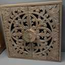 Kate and Laurel Saanvi Traditional Carved Wood Wall Cabinet, 20 x 6 x 20, Light Natural, Dimensional Over The Toilet Storage Cabinet for Bathroom Storage and Display