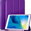 Akkerds Case Compatible with iPad 10.2 Inch 2021/2020/2019, for iPad 9th/8th/7th Generation Case with Pencil Holder, Protective with Soft TPU Back, Auto Sleep/Wake Cover, Purple
