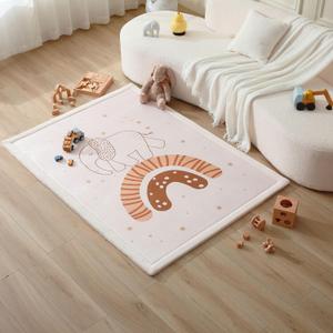 Hakuna Matte CloudSoft Baby Play Mat for Floor 47 x 67 Rainbow Elephant  Coral Velvet Memory Foam Rug for Crawling Cozy Play  Non-Slip, Water-Resistant, Easy-Care Tummy Time Mat, Playmat for Playpen