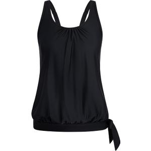 Arolina Tankini Tops for Women Modest Swim Tops Only Bathing Suit with Side Straps No Bottom (S-24W) (Black, M)