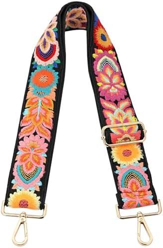 MIRIFRIGE Crochet Flower Purse Strap,Knit Wide Replacement Crossbody for Shoulder Strap Bag Adjustable 2inch Guitar Strap