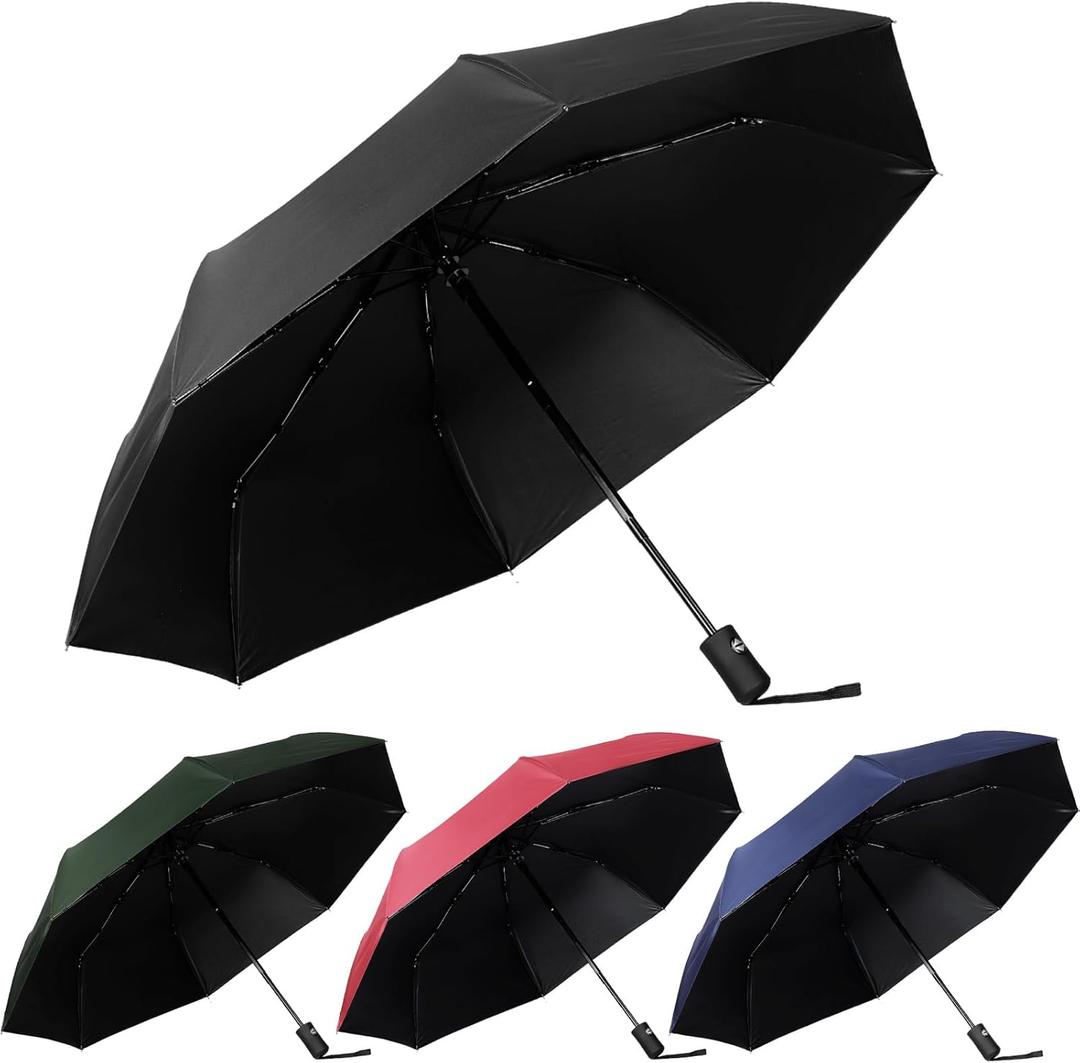 Kajaia 4 Pack Umbrellas Compact Windproof, Automatic Open and Close Folding Rain Umbrella Collapsible for Men Women Travel (Multicolor)