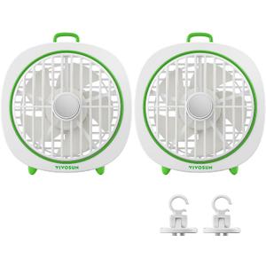 VIVOSUN AeroWave D4, 4 Grow Tent Clip Fan with Detachable Hook, 3-Speed Strong & Quiet Airflow, Adjustable Airflow Angle for Hydroponics, Circulation & Cooling, White, 2-Pack