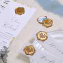 UNIQOOO Wax Seal Stickers - Eucalyptus Wedding Invitation Envelope Seal Stickers, 50 Pcs Self- Adhesive Antique Gold Stickers, Perfect for Invitation, Christmas, Gift Wrapping, Party