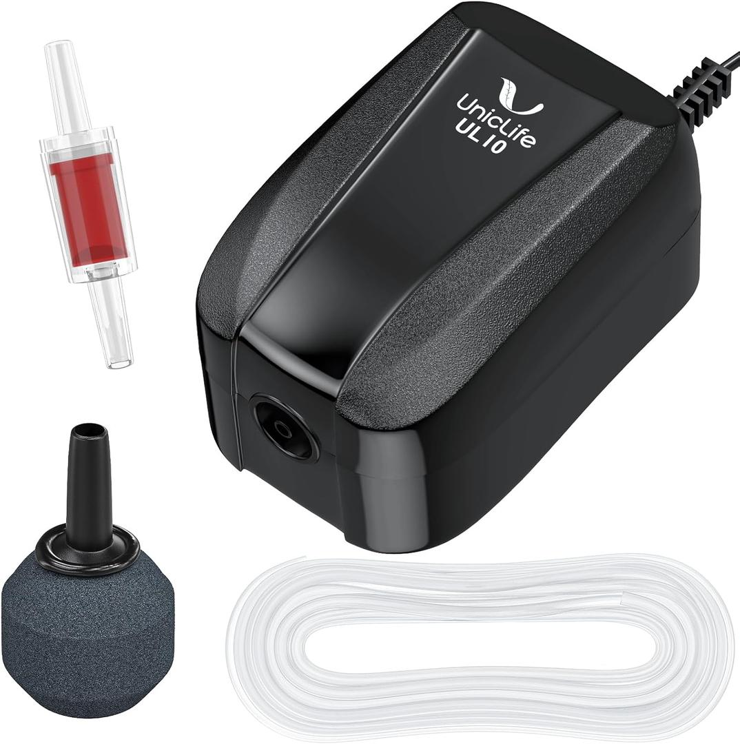 Uniclife Aquarium Air Pump Dual Outlet Fish Tank Aerator with Accessories for 5-200 Gallon Tank