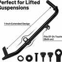 Extended Anti-Tip Kickstand with Rubber Bumper for Harley Touring 2007-2024, +1 Longer Heavy Duty Jiffy Stand for Road Glide Street Glide Road King Electra Glide CVO, Wide Base Gloss Black
