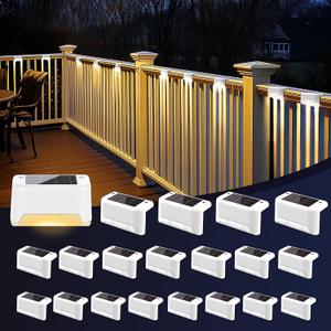 PATIOWIN Solar Fence Lights Outdoor - Waterproof LED Lights for Deck, Stairs, Fence, Patio, Yard, Porch and Balcony (20 Pack, Warm White)