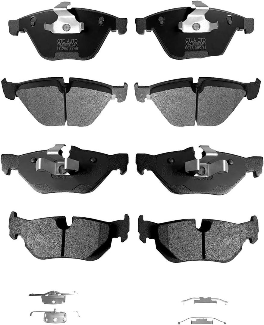 PM Auto Set of 8 Front-Rear Ceramic Brake Pads For 2007-2013 BMW 328I Base