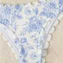SHENHE Women's 2 Piece Bandeau Bikini Sets Floral Print Scalloped Boho Strapless Swimsuits, Medium