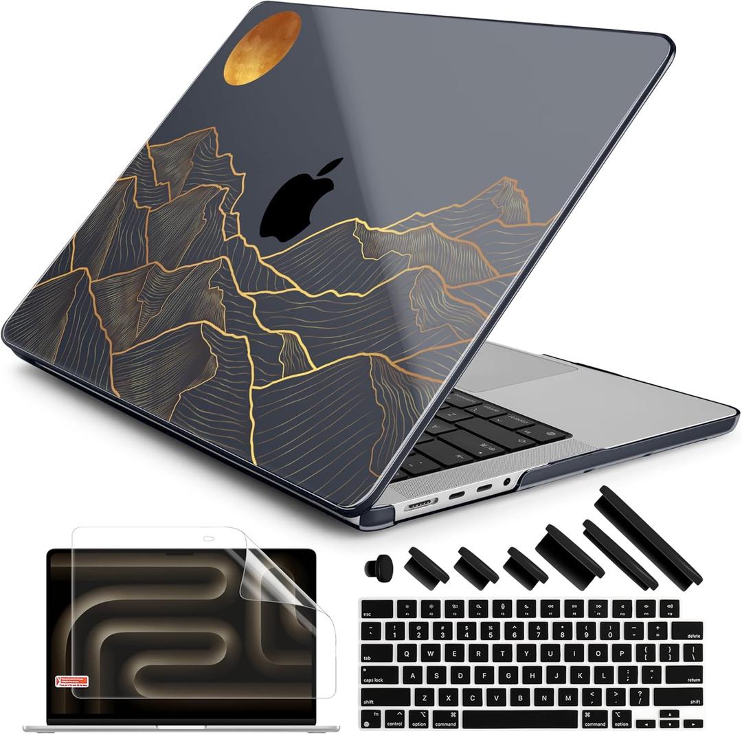 DONGKE Compatible with MacBook Pro 16 Inch Case (2026-2021 Release, M5 M4 M3 M2 M1 Pro/Max Chip), Plastic Hard Shell Cover with Keyboard Cover & Screen Protector for MacBook Pro 16", Abstract Mountain
