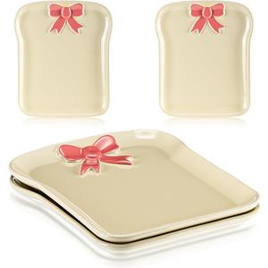 LemonRoad 2 Pack Bow Plate Jewelry Trays Pink Jewelry Organizer for Storage, Rings, Bracelets, Earrings, Cosmetics